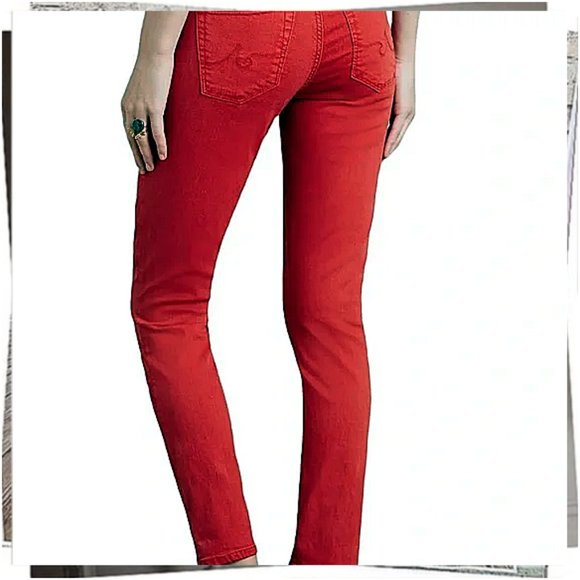 Red Slim Straight Leg Stevie Ankle Jeans (26) by Ag Adriano Goldschmied - Picture 3 of 7